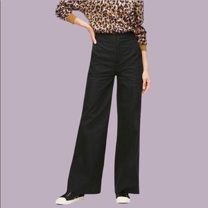 Casual trousers black high waist wide leg